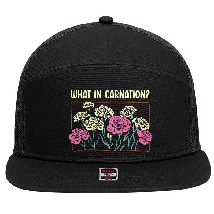 What In Carnation Gardener Florist Flowers Floral 7 Panel Mesh Trucker Snapback Hat