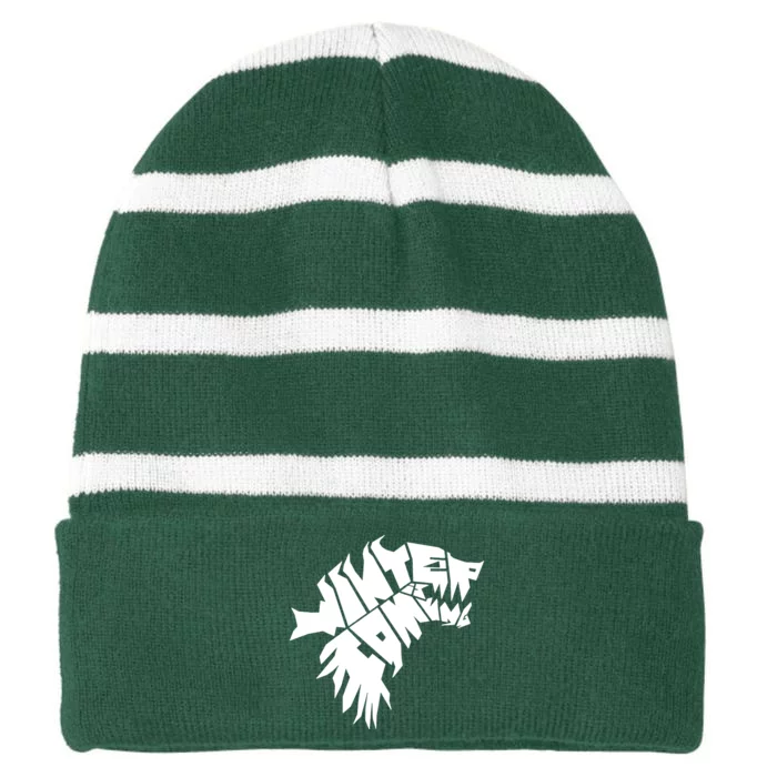 Winter Is Coming Dire Wolf Striped Beanie with Solid Band