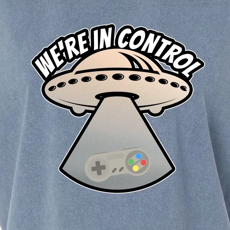 We're In Control Ufo Alien Video Game Controller Funny Gift Garment-Dyed Women's Muscle Tee