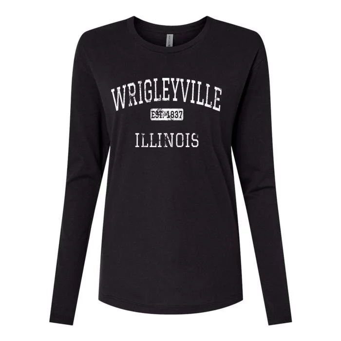 Wrigleyville Illinois Chicago IL Vintage Womens Cotton Relaxed Long Sleeve T-Shirt