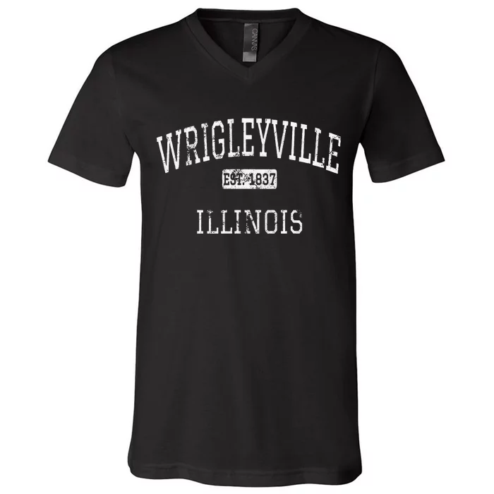 Wrigleyville Illinois Chicago IL Vintage V-Neck T-Shirt