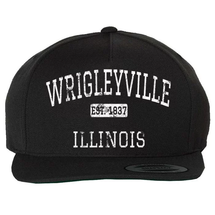 Wrigleyville Illinois Chicago IL Vintage Wool Snapback Cap