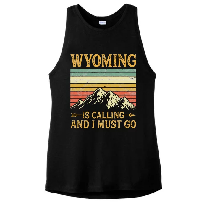 Wyoming Is Calling And I Must Go Ladies Tri-Blend Wicking Tank