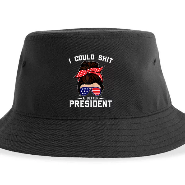 Womens I Could Shit A Better President Sarcastic Anti Biden Girls Sustainable Bucket Hat