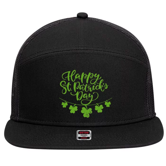 Women Irish Culture Shamrock Happy St. Patricks Day 7 Panel Mesh Trucker Snapback Hat