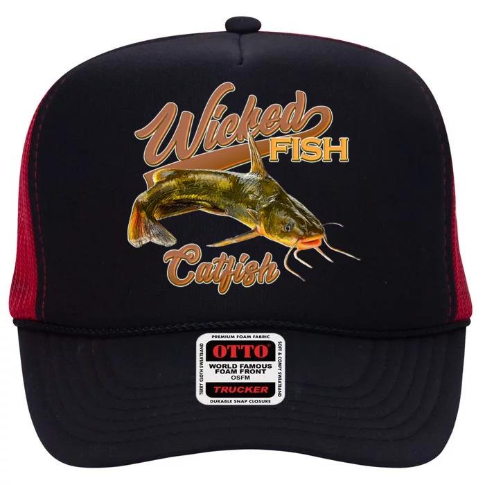 Wicked Fish Catfish Fishing High Crown Mesh Trucker Hat