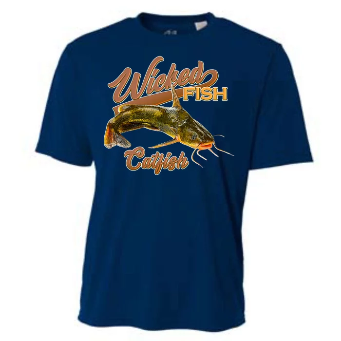 Wicked Fish Catfish Fishing Cooling Performance Crew T-Shirt