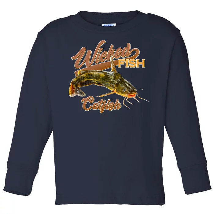 Wicked Fish Catfish Fishing Toddler Long Sleeve Shirt