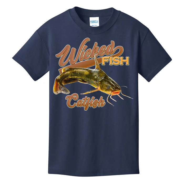 Wicked Fish Catfish Fishing Kids T-Shirt