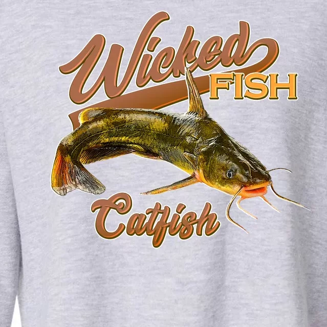 Wicked Fish Catfish Fishing Cropped Pullover Crew