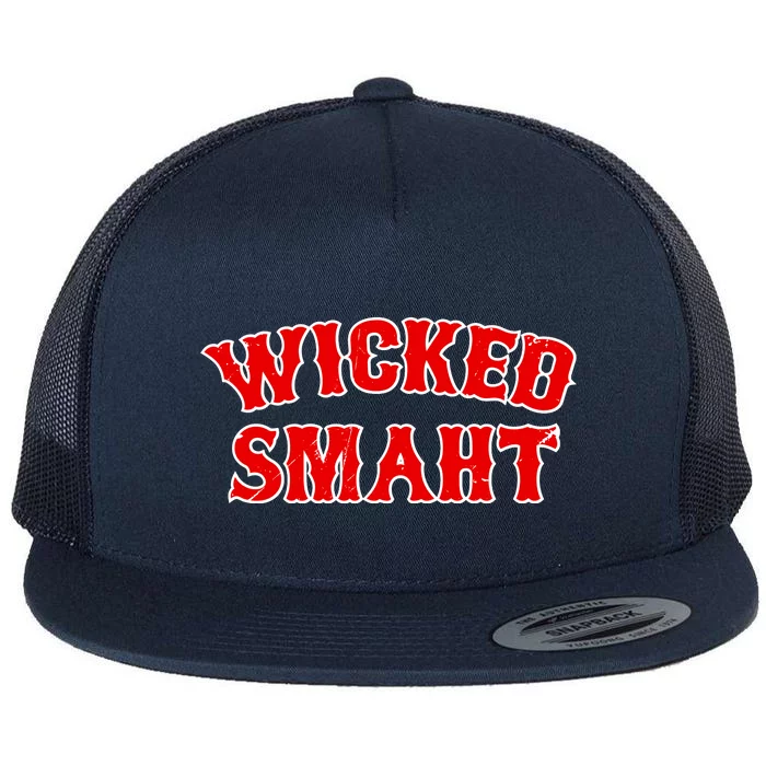 Wicked Smaht Smart Boston Massachusetts Flat Bill Trucker Hat