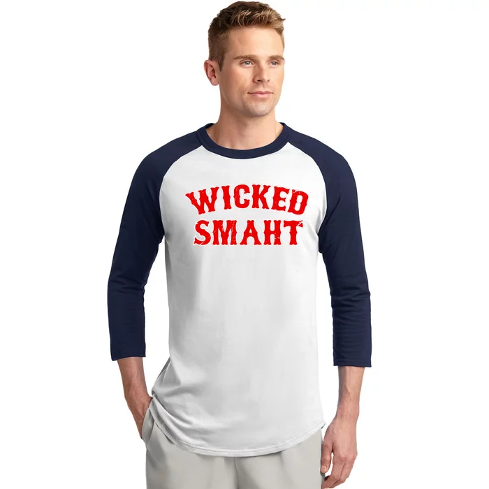 Wicked Smaht Smart Boston Massachusetts Baseball Sleeve Shirt