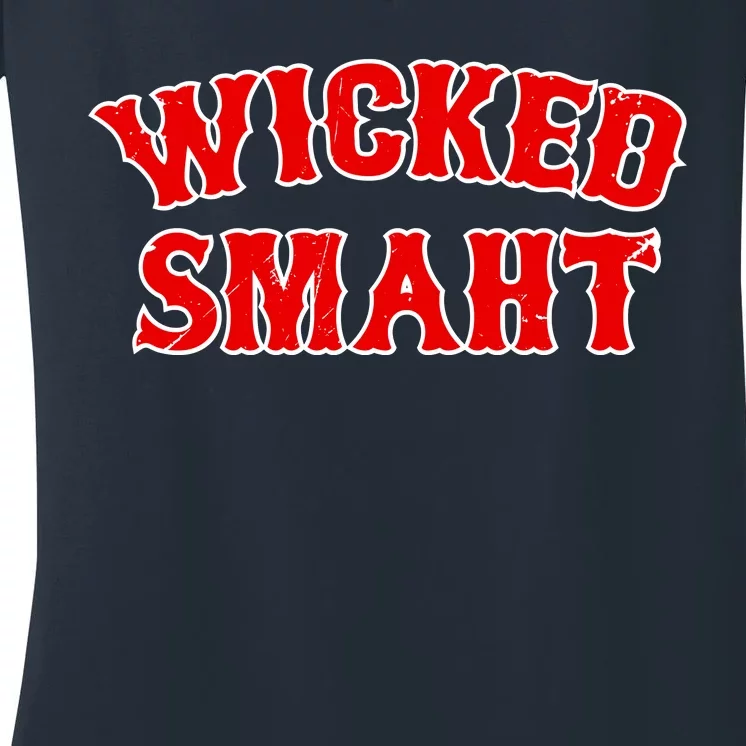 Wicked Smaht Smart Boston Massachusetts Women's V-Neck T-Shirt