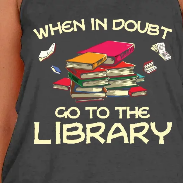 When In Doubt Go To The Library Book Lovers Women's Knotted Racerback Tank