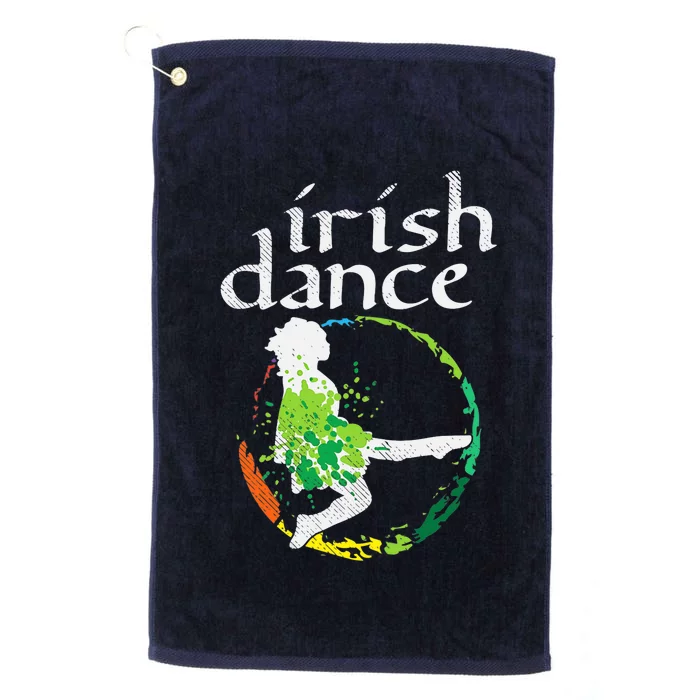 Wo Irish Dance Girl Colors St Patricks Day Ceili Dancer Girl Platinum Collection Golf Towel