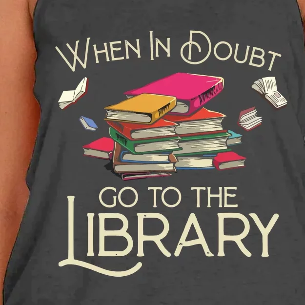 When In Doubt Go To The Library Readers Gift Women's Knotted Racerback Tank