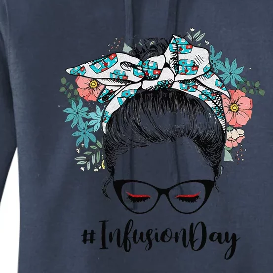 Womens Infusion Day Messy Bun Shade Nurses Day Women's Pullover Hoodie