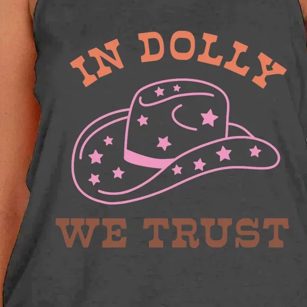 Western In Dolly We Trust Funny Cowgirl Howdy Yeehaw Rodeo Women's Knotted Racerback Tank