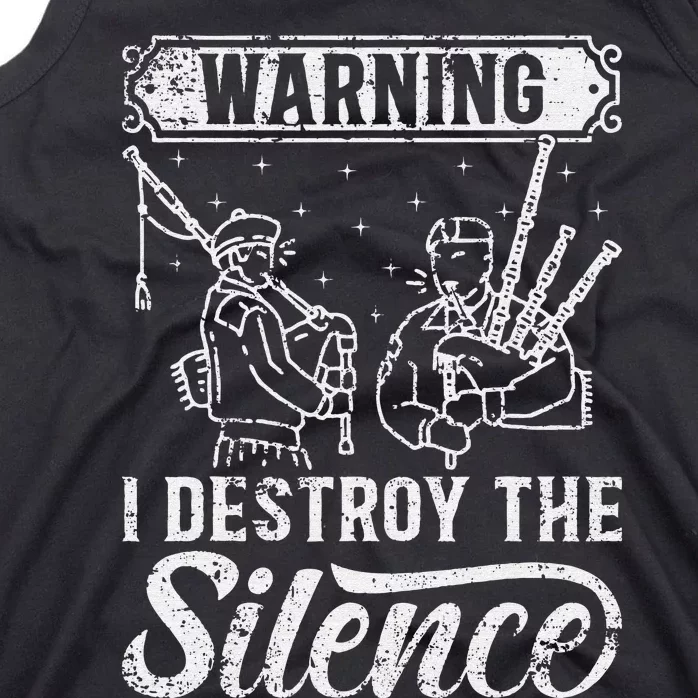 Warning I Destroy The Silence Pagpiper retro Bagpipe Player Tank Top