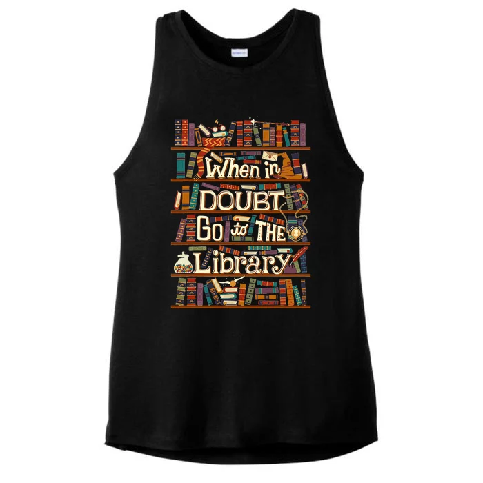 When In Doubt Go To The Library For Lovers Book Ladies Tri-Blend Wicking Tank