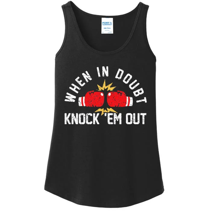 When In Doubt Knock Em Out Boxing KO Fighting Champ Ladies Essential Tank