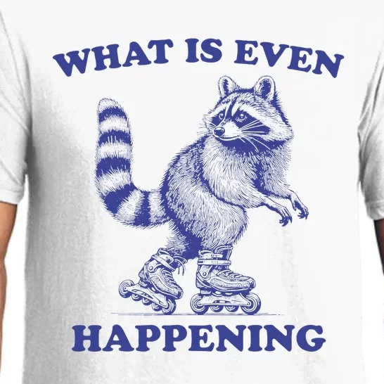 What Is Even Happening Raccoon Rollerblade Funny Raccoon Pajama Set