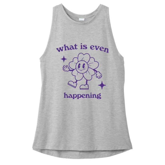 What Is Even Happening Retro Cartoon Ladies Tri-Blend Wicking Tank