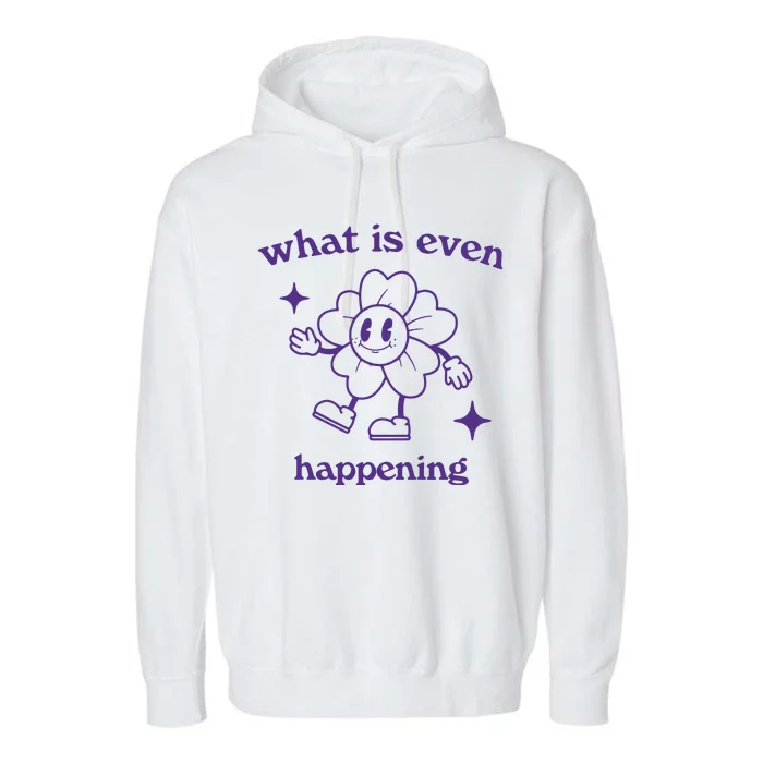 What Is Even Happening Retro Cartoon Garment-Dyed Fleece Hoodie