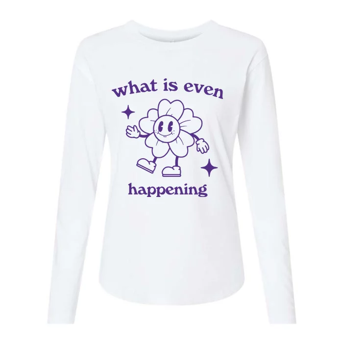 What Is Even Happening Retro Cartoon Womens Cotton Relaxed Long Sleeve T-Shirt