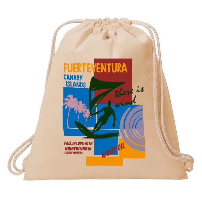 Wingfoil In Fuerteventura Spain Drawstring Bag