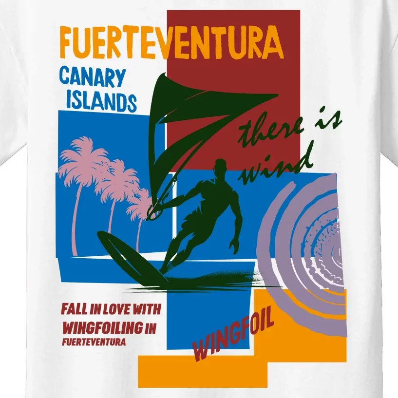 Wingfoil In Fuerteventura Spain Kids T-Shirt