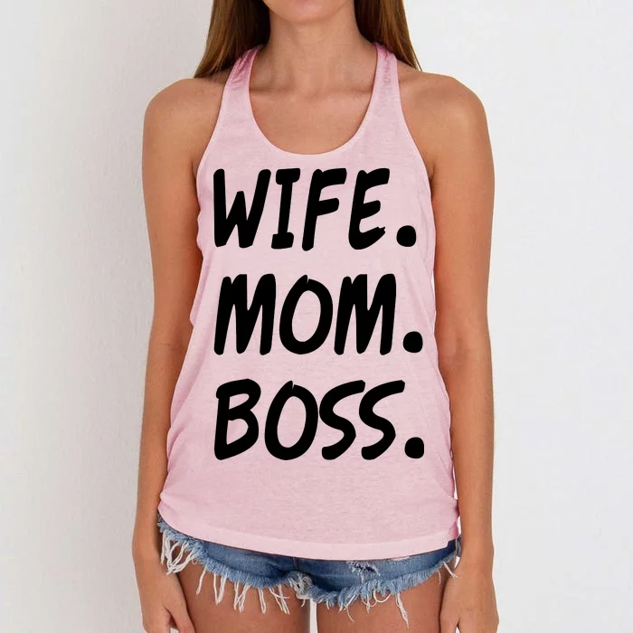 Wife Mom Boss Mommy is the Boss Women's Knotted Racerback Tank