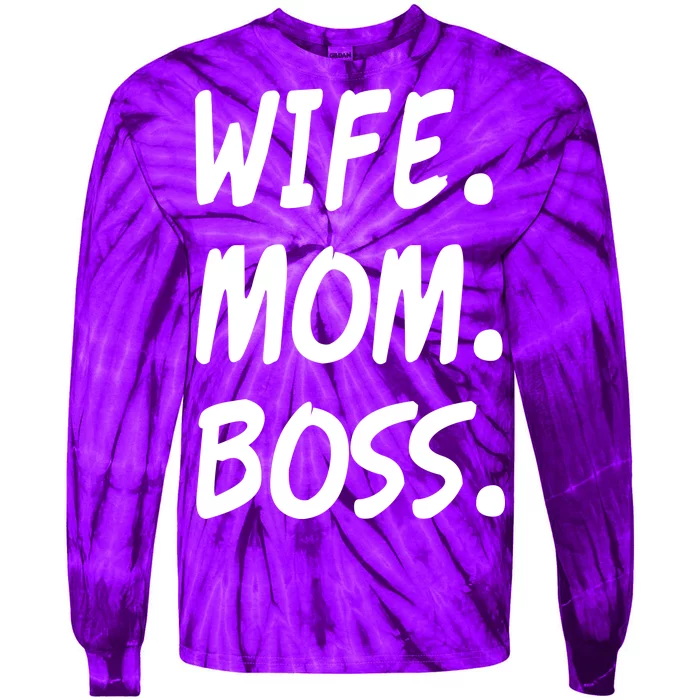 Wife Mom Boss Mommy is the Boss Tie-Dye Long Sleeve Shirt