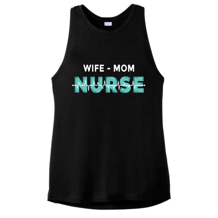 Wife Mom Nurse Pulse Ladies Tri-Blend Wicking Tank