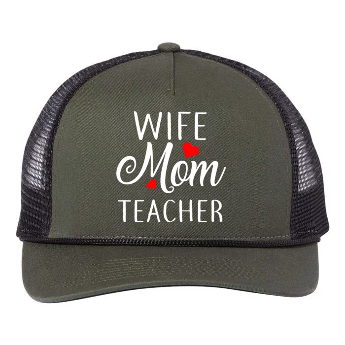 Wife Mom Teacher Retro Rope Trucker Hat Cap