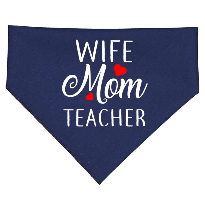 Wife Mom Teacher USA-Made Doggie Bandana