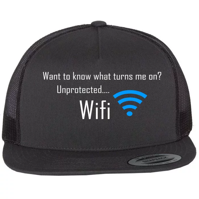 Wifi - Turns Me On Funny Flat Bill Trucker Hat