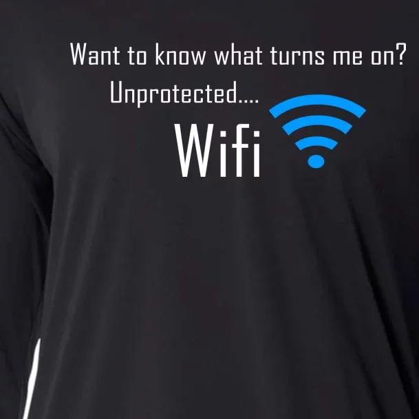 Wifi - Turns Me On Funny Cooling Performance Long Sleeve Crew