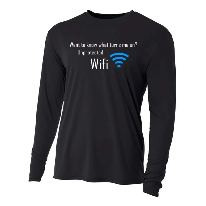 Wifi - Turns Me On Funny Cooling Performance Long Sleeve Crew