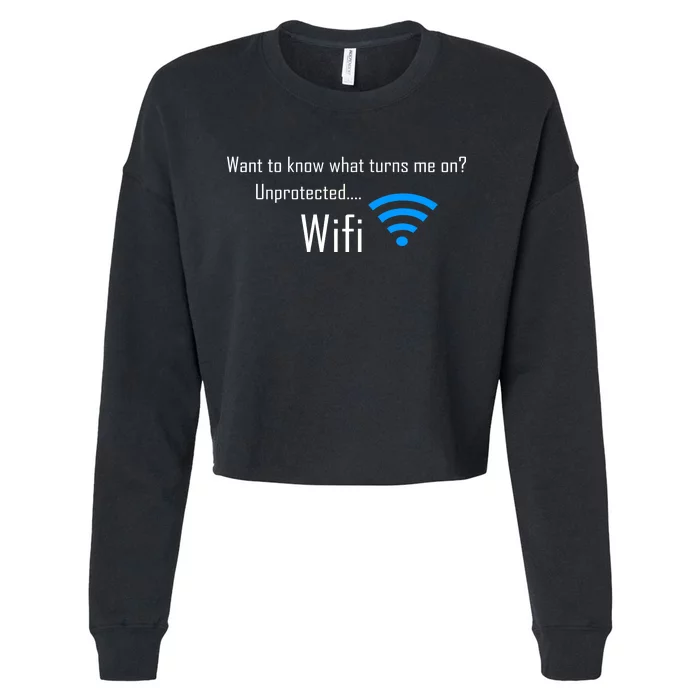 Wifi - Turns Me On Funny Cropped Pullover Crew