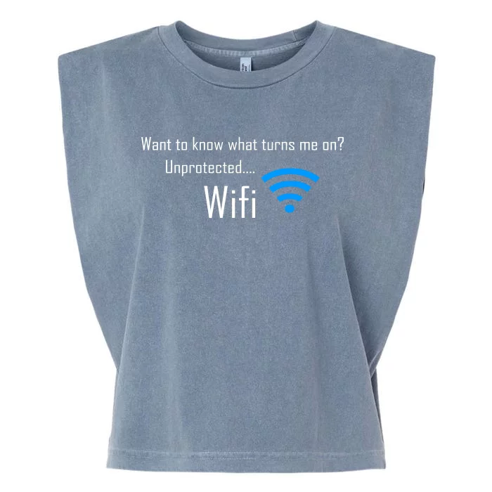 Wifi - Turns Me On Funny Garment-Dyed Women's Muscle Tee