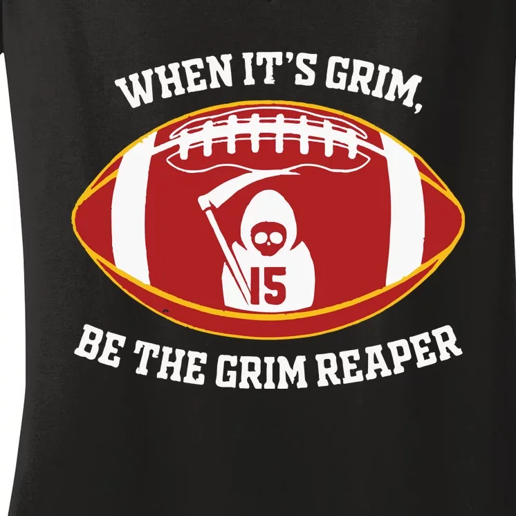 When Its Grim Be The Grim Reaper Football Adult Women's V-Neck T-Shirt