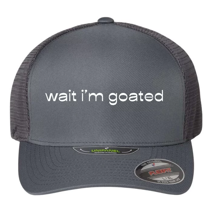 Wait IM Goated Funny Meme Flexfit Unipanel Trucker Cap