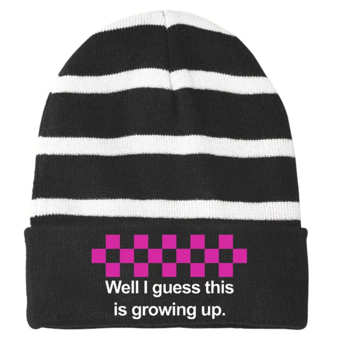 Well I Guess This Is Growing Up Striped Beanie with Solid Band