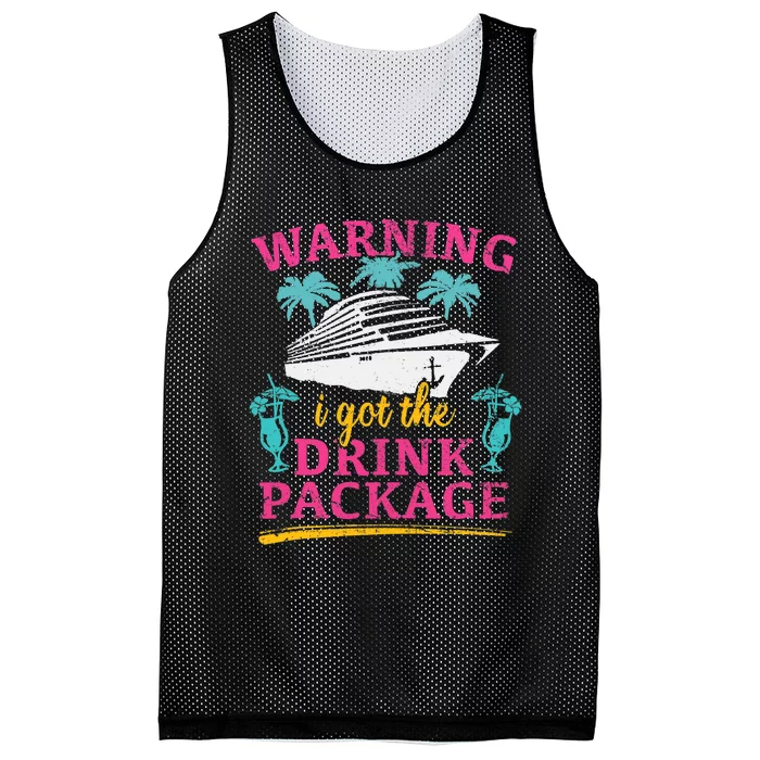 Warning I Got The Drink Package Cruise Lovers Funny Cruise Mesh Reversible Basketball Jersey Tank