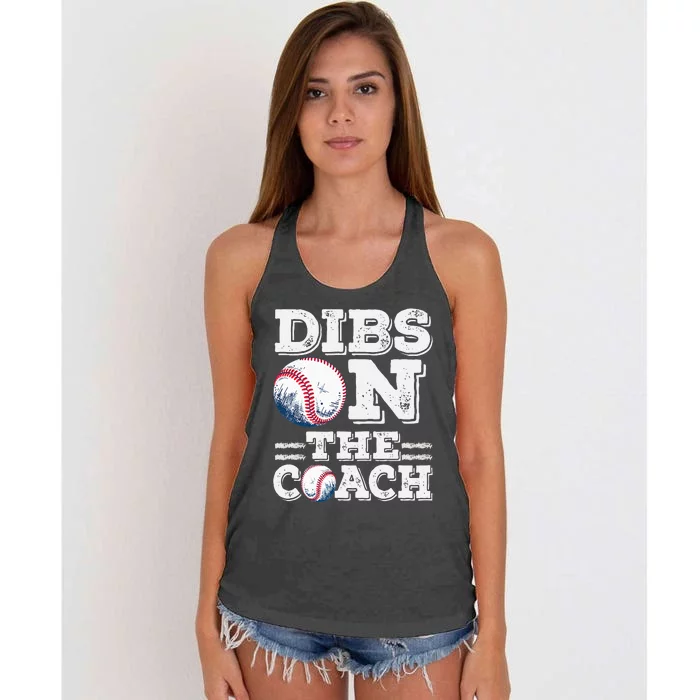 Womens Ive Got Dibs On The Coach Funny Baseball Coach Women's Knotted Racerback Tank