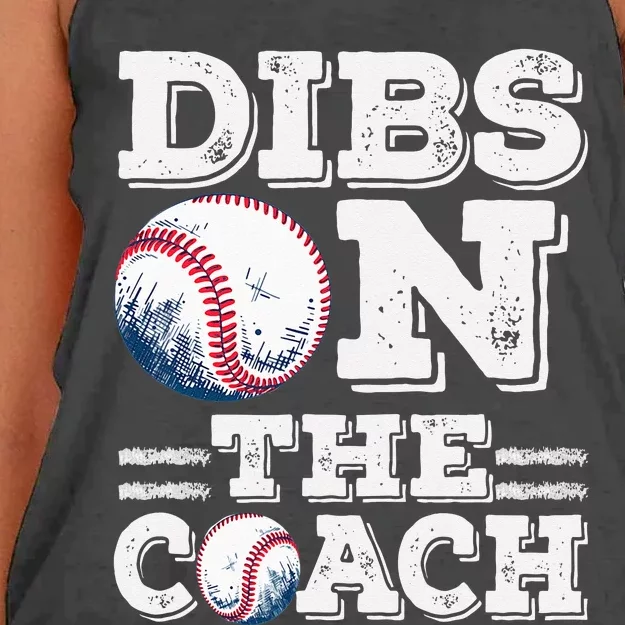 Womens Ive Got Dibs On The Coach Funny Baseball Coach Women's Knotted Racerback Tank