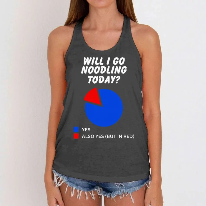 Will I Go Noodling Today Sarcastic Pie Chart Rug Noodler Women's Knotted Racerback Tank