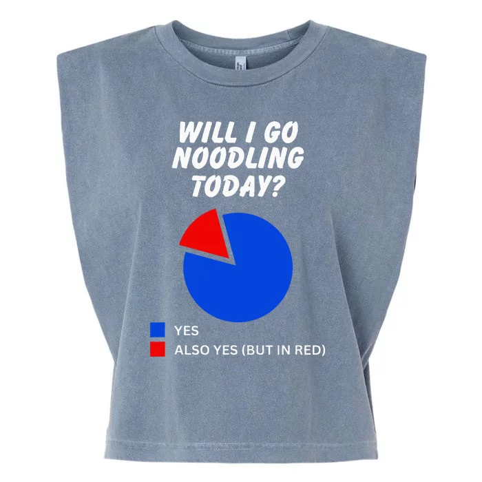 Will I Go Noodling Today Sarcastic Pie Chart Rug Noodler Garment-Dyed Women's Muscle Tee