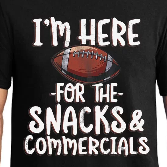 Wo I'm Here For The Snacks & Commercials | Funny Football Gift V-Neck Pajama Set